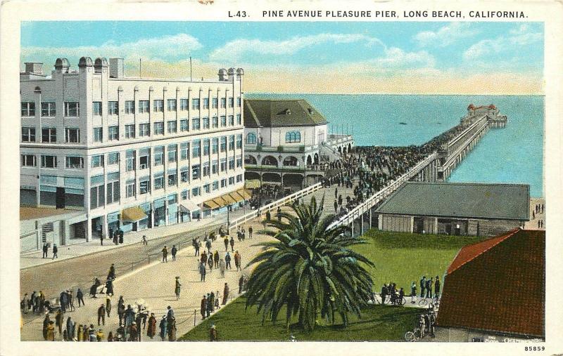 1915-1930 Printed Postcard Pine Avenue Pleasure Pier Long Beach CA Unposted