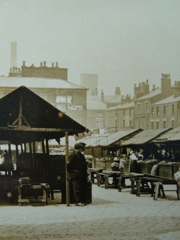 Lancashire CHORLEY Market Place Animated Scene c1905 RP Postcard by A.J. Evans