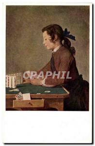 Postcard Old Chardin The house of cards Cards