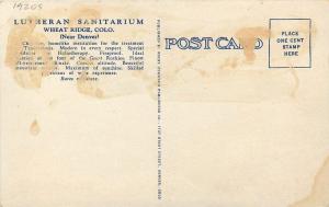 Lutheran Sanitarium 1920s Wheat Ridge Colorado Teich postcard 