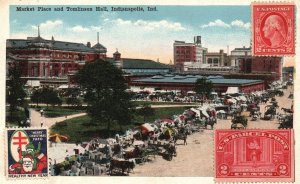 Vintage Postcard Market Place And Tomlinson Hall Landmark Indianapolis Indiana