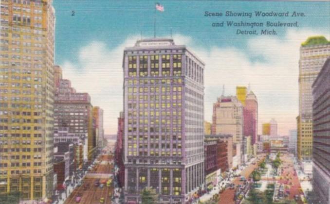 Michigan Detroit Woodward Avenue and Washington Boulevard
