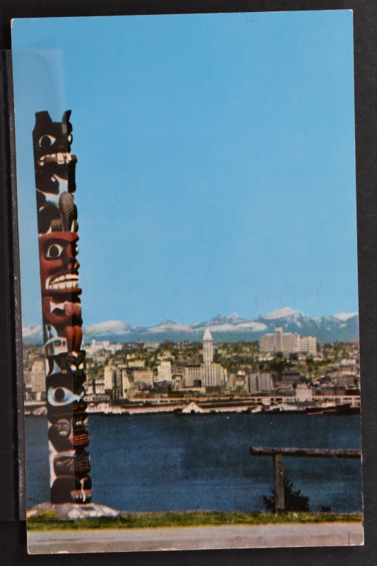 Seattle, WA - Skyline with Totem Pole - 1961