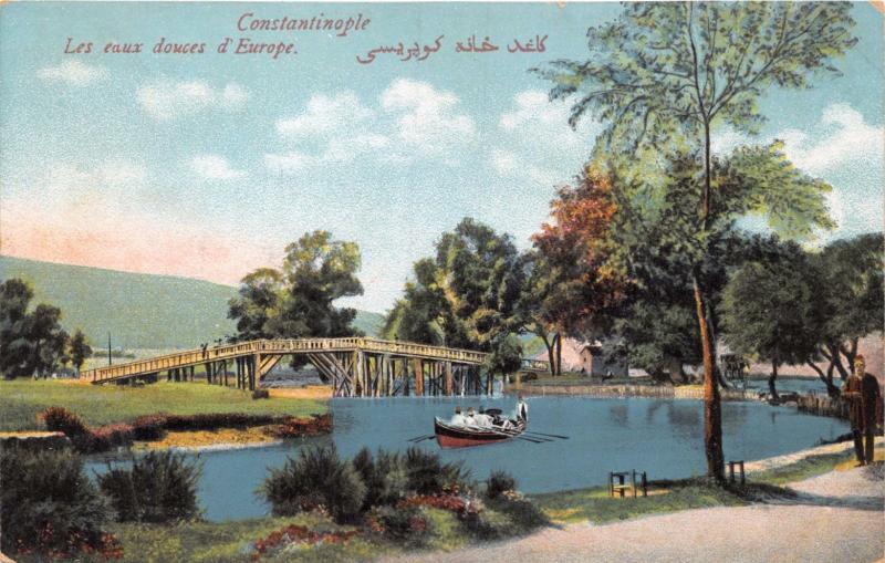 CONSTANTINOPLE TURKEY LES EAU DOUCES d'EUROPE M J C POSTCARD