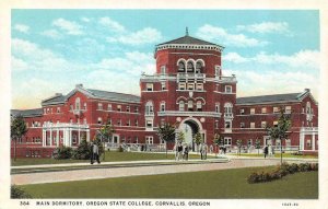 OR, Corvalis  MAIN DORMITORY~STUDENTS  Oregon State College  c1920's Postcard