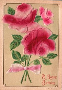 Vintage Postcard 1910's A Happy Birthday Greetings Card Beautiful Flowers Roses 