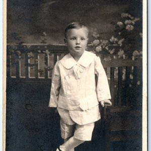 c1910s Handsome Little Boy RPPC Portrait Cute Young Child Real Photo PC A173