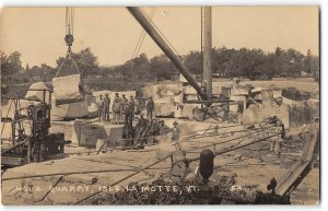 RPPC Quarry ISLE LA MOTTE, VERMONT Occupational 1910s Antique Photo Postcard