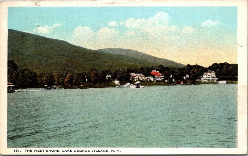 The West Shore, Lake George Village NY c1930 Vintage Postcard R71