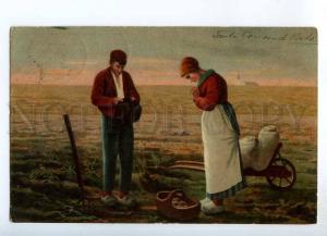 240955 Abendlauten PRAY on Field by MILLET Vintage postcard
