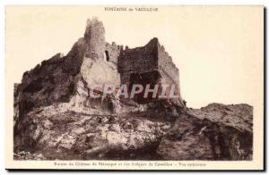 Postcard Old Fountain of Vaucluse Ruins of the castle and Cavaillon bishops E...