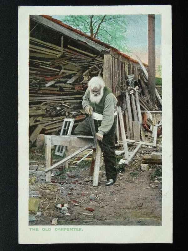 Country Life THE OLD CARPENTER at Work in Timber Yard - Old Postcard by M&L