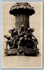 c1930's Children At Study State Education Bldg. Albany NY RPPC Photo Postcard