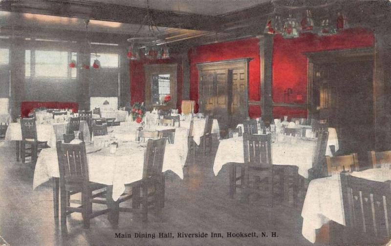 Hooksett New Hampshire Riverside Inn Main Dining Hall Antique Postcard K97050