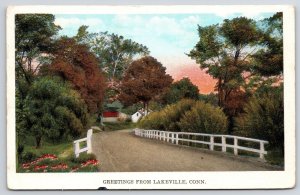 1931 Greetings From Lakeville Connecticut CT Countryside Posted Postcard