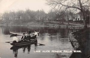 Fergus Falls Minnesota Lake Alice People on Boats Real Photo Postcard J68501