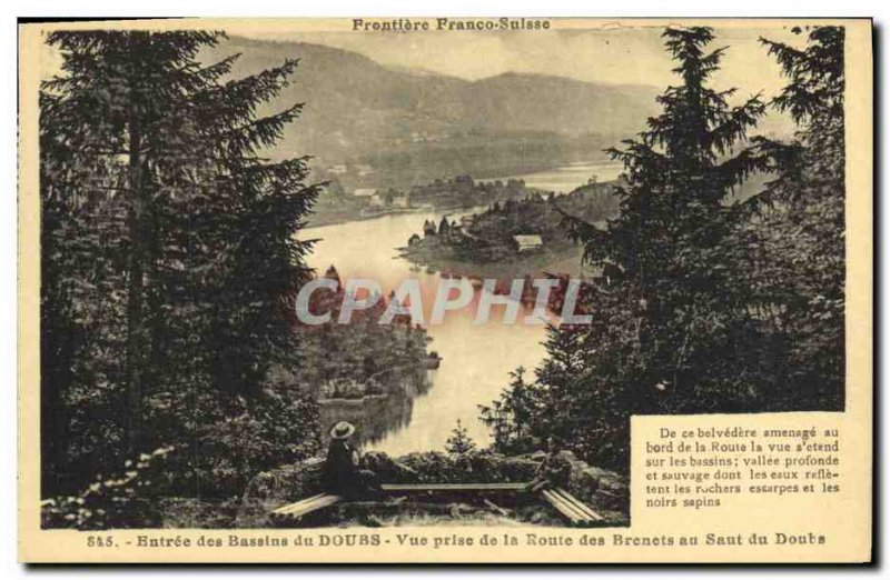 Old Postcard Entree of Doubs Basins View from the Road Brenets to Saut du Doubs