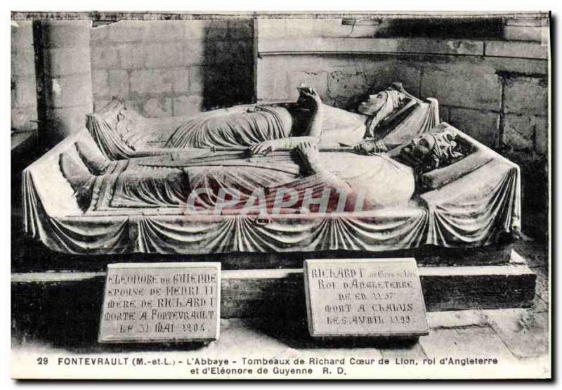 Old Postcard Fontevrault L & # 39abbaye Tombs of Richard Lionheart King & # 3...