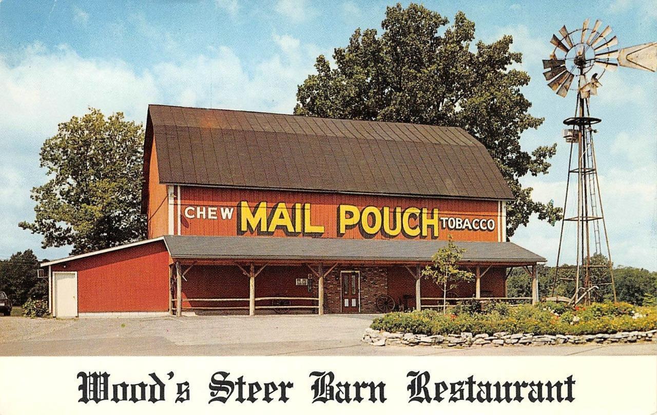 WOOD'S STEER BARN RESTAURANT Sandusky, OH Tobacco Sign Roadside Vintage