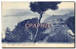 Old Postcard Eze Vue Travers les Pins