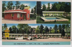 Lexington NC MOTEL CAVALIER near Clayton US Highways 29,70,52 Linen Postcard A10