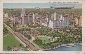 Postcard Downtown Miami FL From an Air Line Air Dirigibles Zeppelins