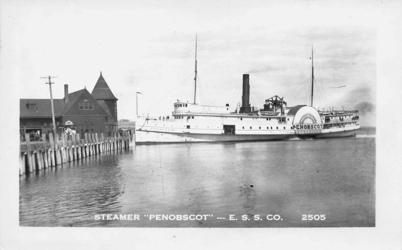 Steamer Penobscot Easten Stem Ship Company Real Photo Postcard 