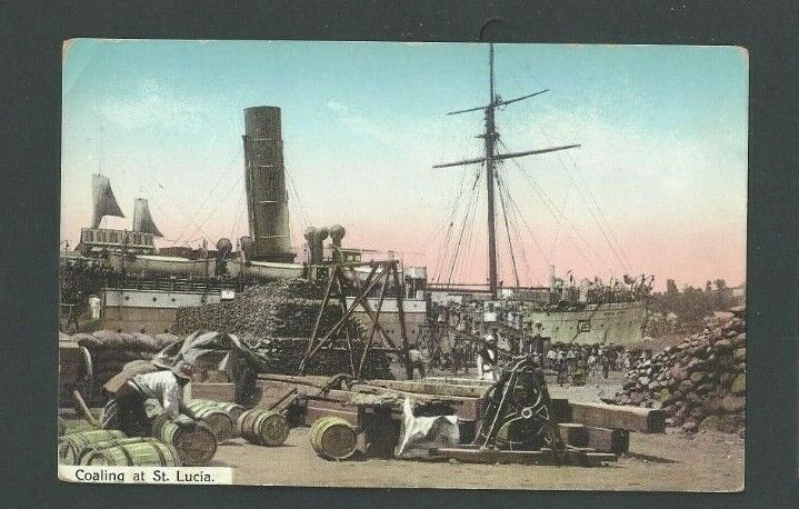 Ca 1911 PPC Loading Coal Onto Ships At St Lucia Used