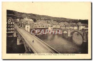 Old Postcard Espalion Les Tanneries Old Bridge and the Bridge on the Lot