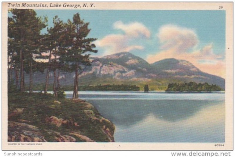 New York Lake George The Twin Mountains 1953