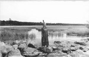 1940s HEADWATERS MINNESOTA Picking Flower Mississippi River RPPC Cook 4318