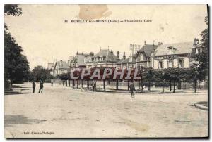 Old Postcard Romilly sur Seine Train Station Square Stamp Commanderie d & # 3...