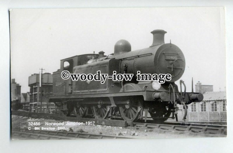 ry1314 - British Railways Engine - no 32466 at Norwood Junction - postcard