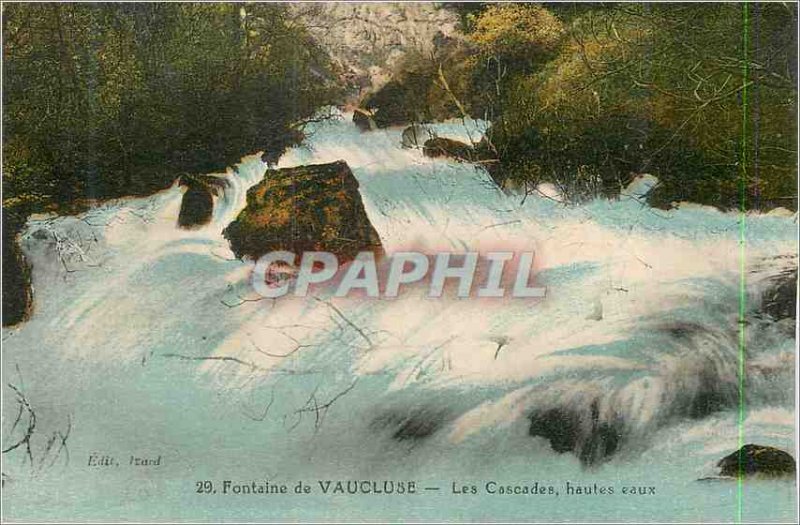 Old Postcard Fontaine de Vaucluse Cascades High Water