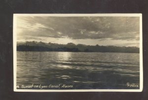 RPPC LYNN CANAL ALASKA SUNSET ON BERING SEA VINTAGE REAL PHOTO POSTCARD