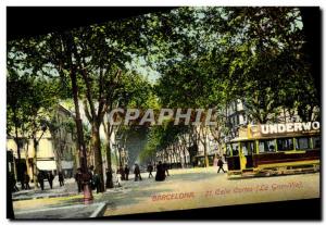 Old Postcard Barcelona Cortes Calle Gran Via Tram