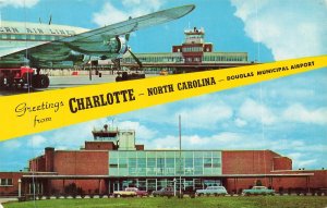 Vintage Charlotte NC Douglas Municipal Airport Eastern Air Lines Chrome Postcard