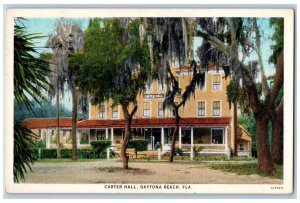 Daytona Beach Florida FL Postcard Carter Hall Building Exterior View 1934 Posted