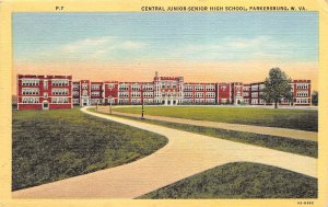 Parkersburg West Virginia 1940s Postcard Central Junior Senior High School