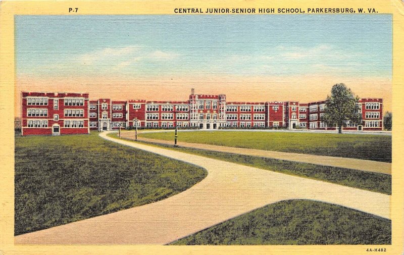 Parkersburg West Virginia 1940s Postcard Central Junior Senior High School