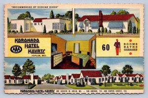 J96/ Joplin Missouri Postcard Linen U.S. Highway 66 Koronado Hotel Kourts 451