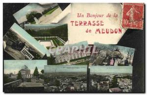 Old Postcard A Hello from the terrace of Meudon
