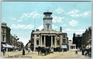 c1910s Worthing Sussex England Town Hall Blank Back Postcard Litho Photo UK A207