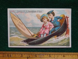 1882 Calendar Edwin C Burt Fine Shoes Big Shoe-Sailboat Boy Girl Ocean F40