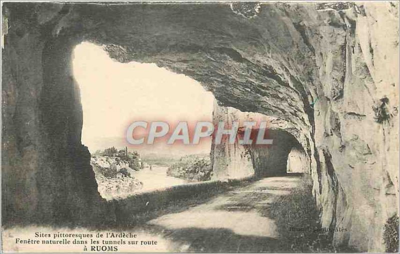 Postcard Old natural Window in tunnels on road Ruoms