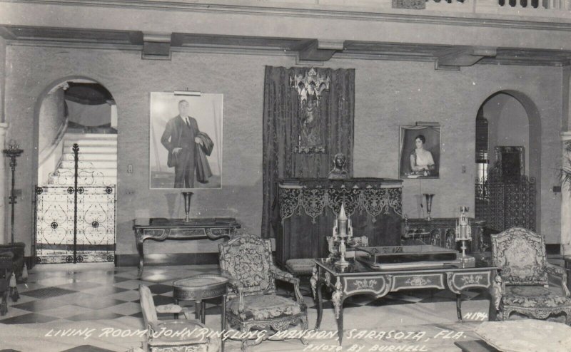 RP: SARASOTA , Florida, 1930s-40s ; Living Room , John ringling Mansion