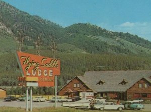 Flying Saddle Clinger Lodge Alpine Wyoming cabins autos boat trailer 1960s F399 