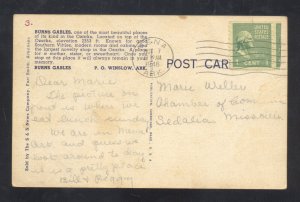 GAYLOR MOUNTAIN ARKANSAS BURNS GABLE STORE LINEN ADVERTISING POSTCARD