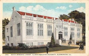 Bloomington Illinois Wesleyan University Memorial Library Postcard K105915 