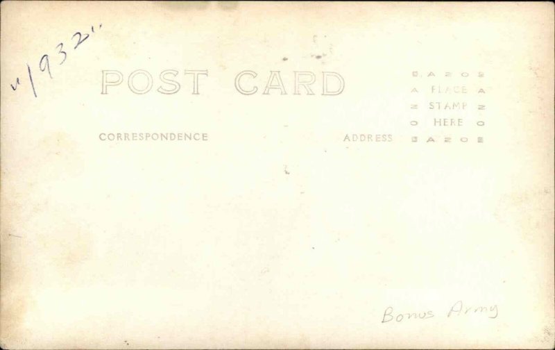 Washington DC Bonus Army BEF WWII Vets Great Depression 1932 RPPC #10